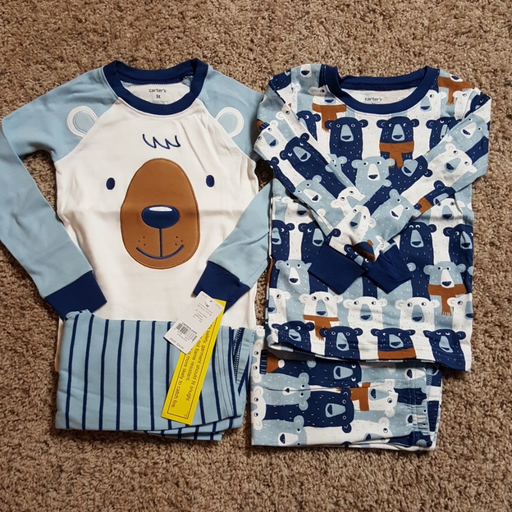 Carter's NWT boy bear 4 piece pajamas - Picture 5 of 6